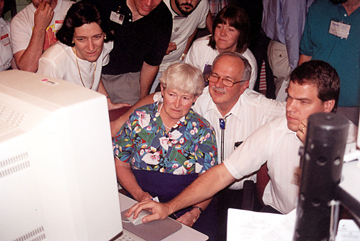 Caroline and Gene Shoemaker (and others) watching the impact of Shoemaker-Levy 9 on Jupiter.